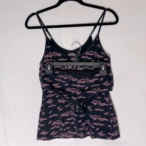 Harley-Davidson Black and Pink Camisole Booty Shorts Sleep Set L/S
